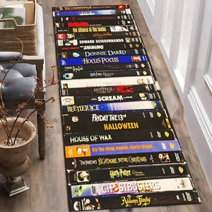 VHS Themed Rug,Nostalgic Retro Style Rug,Movie Room Rug,Halloween Rug,Horror Rug - Picture 1 of 10