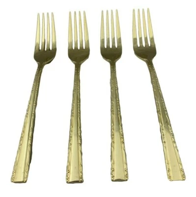 Towle Supreme Cutlery Japan TWS120-GOLD Gold Electroplate 4 Dinner Forks 7.25" - Image 1 of 4