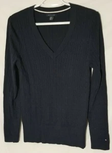 womens large Tommy Hilfiger navy blue v-neck sweater - Picture 1 of 6