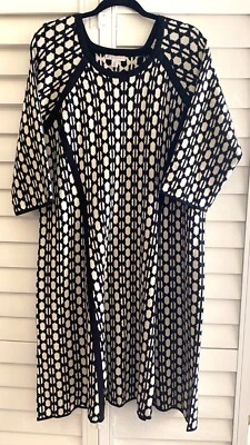 NWT Dress Barn Black & Cream Knit Business Casual Sweater Dress Women Sz 3X - Image 1 of 4