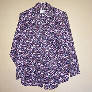 Vintage Floral shirt size 12. Pink & Blue shades. Collar Long sleeve Button cuff - Picture 1 of 5