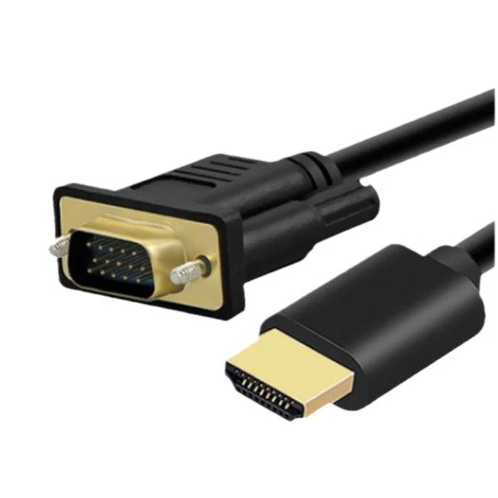 1,8m HDMI VGA Kabel Adapter Stecker FullHD 1080p PC Monitor Computer Vergoldet - Bild 1 von 4