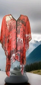 New Talk of the Walk Paris Sparkle Poncho Top Red Black White One Size - Picture 1 of 6