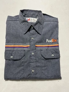 Vintage FEDEX UNIFORM Collared Long Sleeve Button Down Work Shirt Sz.Large- R&R - Picture 1 of 13