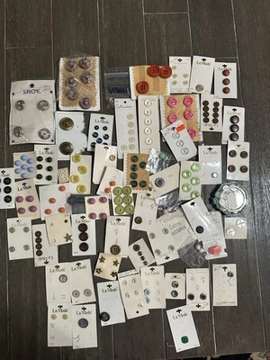 Vintage Button And Sewing Lot w/ La Mode, Snaps, Eye & Loop, Stitch Witchery - Image 1 of 4