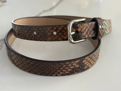 Cinturón Ajustado Via Spiga Cuero Genuino Italiano Marrón Piel de Serpiente Talla S Foto 1 de 4