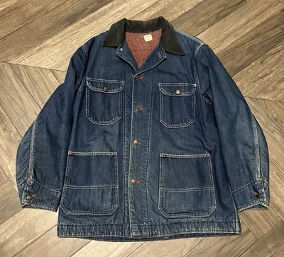 Abrigo Denim Tareas Vintage Años 50 Manta Índigo Forrada Big Mac Oscuro Grande Muy Bonito Foto 1 de 4