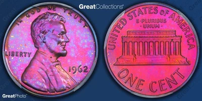 1962 TONED Lincoln Memorial Cent Proof PCGS PR66RB PF 66 RB Toning Coin 1C - Image 1 of 4