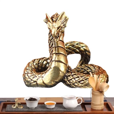 Estátua de cobra 1,73x1,38 polegadas latão tradicional chinês ano da cobra decoração pequena - Imagem 1 de 4