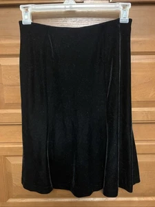 Falda de terciopelo negra vintage cintura elástica (28-32") cae en o por debajo de las rodillas #52 - Imagen 1 de 5