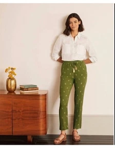 Boden *NEW sz 12 Bembridge Textured Pants Drawstring Citrus Fruit Foil Light - Picture 1 of 14