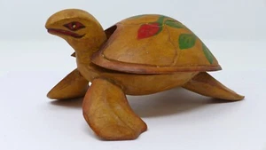 Indonesische/balinesische handgefertigte kleine Holz Schildkröte Schmuck Münzhalter - Bild 1 von 6