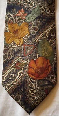 Corbata de seda corporativa Jos A Bank floral y cachemira para hombre 60" x 3,75" nueva sin etiquetas Foto 1 de 4