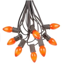25 CT, C7 Ceramic Christmas Light Set, Hanging String Lights,  Ceramic Orange - Picture 1 of 5