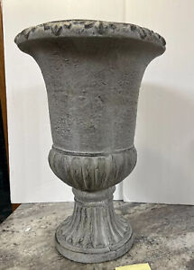 Indoor/Outdoor Leaf Footed Urn Planter Pot Stone Valerie Parr Hill 20” X14” Grey