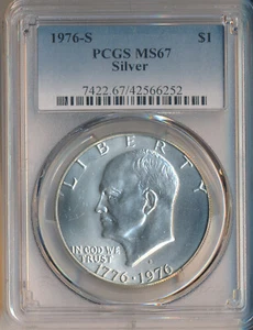 1976-S EISENHOWER SILVER DOLLAR **PCGS CERTIFIED MS 67** FREE SHIPPING!! - Picture 1 of 2