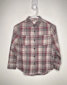 Crewcuts Plaid Button Up Flannel Boys Size 10 Long Sleeve Gray White Collared - Picture 1 of 4