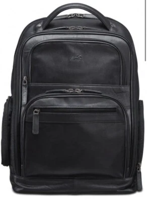 Mochila para portátil Mancini de cuero de grano superior negra  Foto 1 de 4