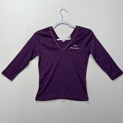 Camiseta corta vintage años 80 San Francisco púrpura recuerdo manga 3/4 grande para mujer” Foto 1 de 4