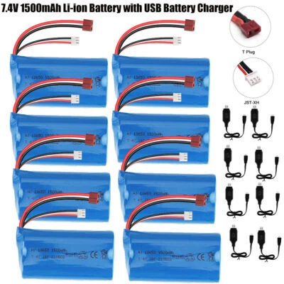 7.4V 1500mAh Li-ion Battery with USB Battery Charger for WLtoys 4WD Rc Cars Part - Image 1 of 4