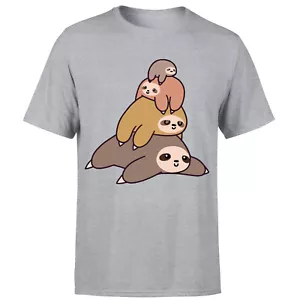 Stacked Sloth Unisex T Shirt Funny Lazay Animal Lovers Graphic Short Sleeve Tee - Picture 1 of 3