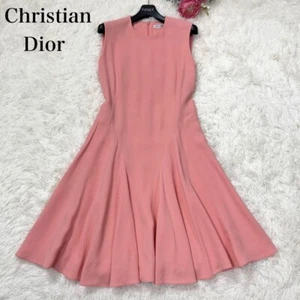 Christian Dior Flare Dress Sleeveless 100% Silk A Line Pink Size F38/US6 JAPAN - Picture 1 of 12