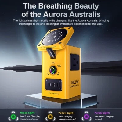 Cargador de escritorio Omni 140W, mega concentrador de carga, compacto, amarillo Foto 1 de 4