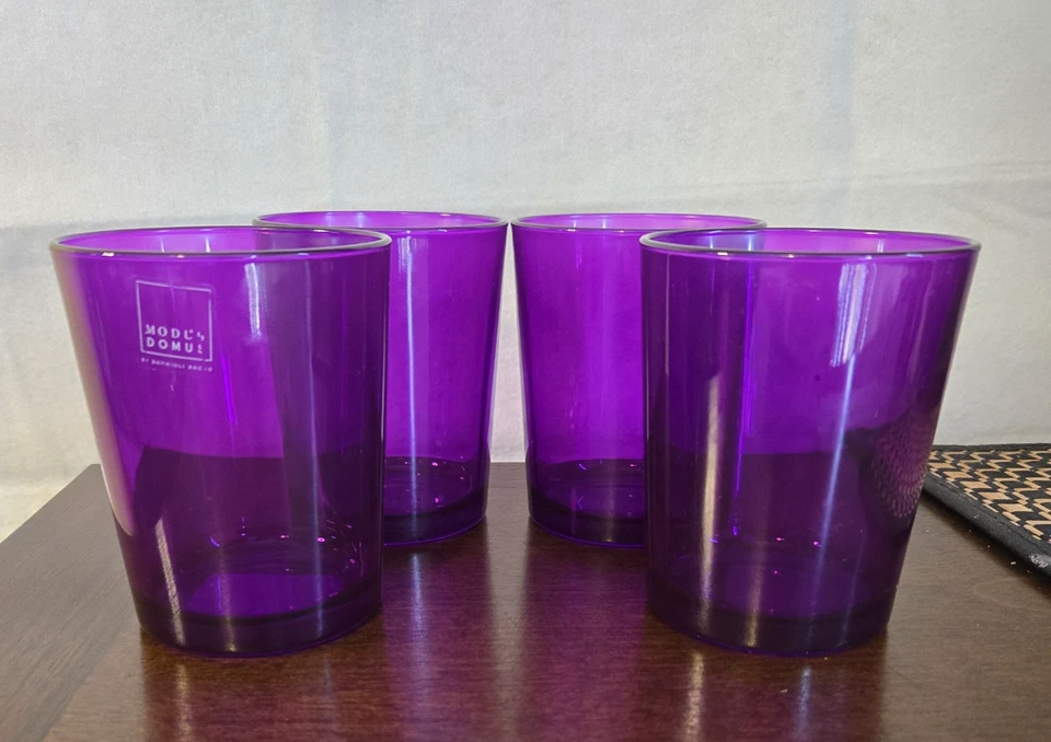 4 copos roxos Modus Domus Bormioli Rocco duplo antiquado Rocks - Imagem 1 de 4