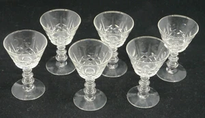 6 VINTAGE CUT GLASS WINE GOBLETS, STEMS, LIBBEY ROCK SHARPE, OLIVE & CROSS - Picture 1 of 7