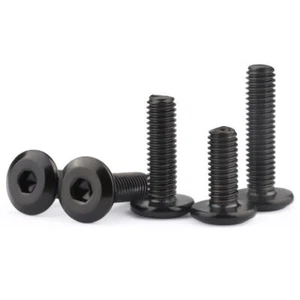 M5 M6 M8 Black Steel Furniture Connector Bolts Hex Flat Head Screws - Picture 1 of 12