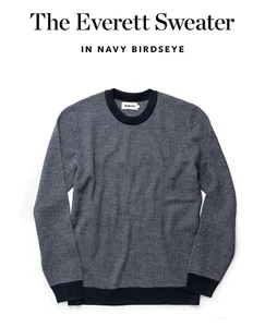 Taylor Stitch Wool Everett Sweater NAVY Birdseye Soft Rib Mens Sz 44 XL $178 - Picture 1 of 11