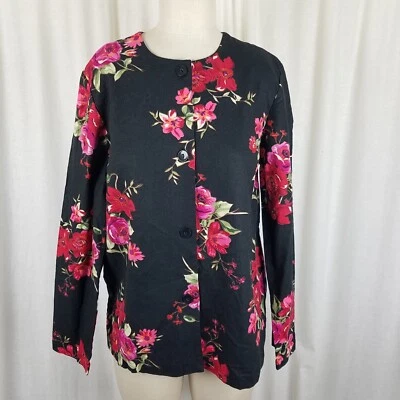 Chaqueta Blazer QVC Susan Graver Estilo Lino Sin Cuello Tejido Floral Para Mujer M Rosa Foto 1 de 4