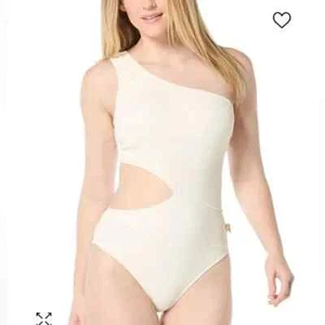 Costume da bagno Michael Kors monospalla taglio laterale pezzo unico donna taglia 12 panna - Foto 1 di 6