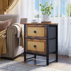 2-Drawers Dresser Bedside Table Heavy Duty End Side Table Nightstand Storage - Picture 1 of 5