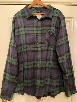 Cloudveil Mountainworks Black Watch blue/green plaid flannel men's shirt - 3XL - Image 1 of 3