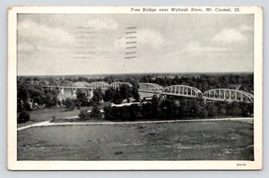 Bridge over Wabash River Mt Carmel Illinois c1951 Vintage Divided Postcard - Picture 1 of 2