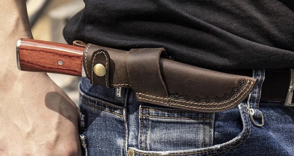 Custom Handmade Fixed Blade Knife Leather Sheath Scout Holster Knife Sheath - Image 1 of 1