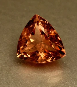 Top Color Peach Morganite 8.75 Ct Certified Trillion Cut Loose Gemstone For Ring - Picture 1 of 5