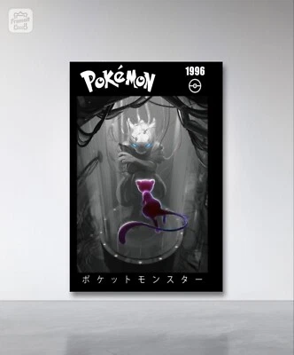 Mew & Mewtwo Pokemon arte póster lienzo arte de pared decoración del hogar fan art anime regalo Foto 1 de 4