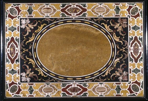 36" x 24" Pietra Dura Inlay Work Home Decor Black Marble Table Top - Image 1 of 1