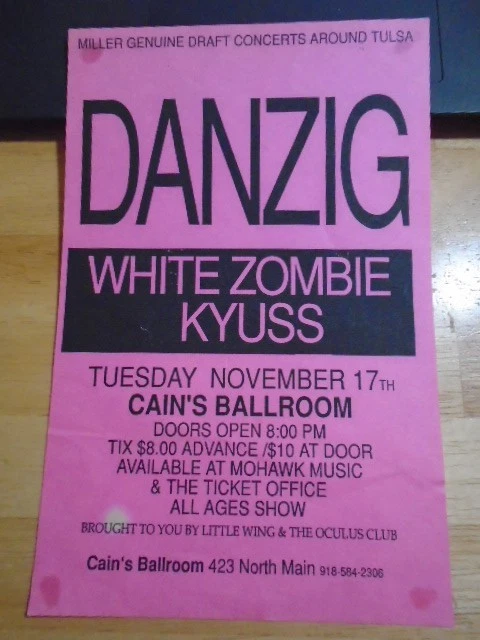 RARE Danzig White Zombie Kyuss 92 tour CONCERT FLYER misfits queens of stone age - Image 1 of 1