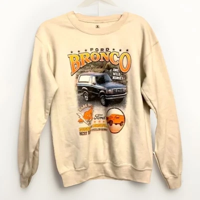 Sudadera Ford Truck Bronco Retro Para Hombre Pequeña Manga Larga Beige Gráfico Pullover Foto 1 de 4