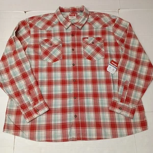 Wrangler Cowboy Wash Shirt Men's Size 3XL XXXL Red Sky Blue Plaid LS Button Up - Picture 1 of 8