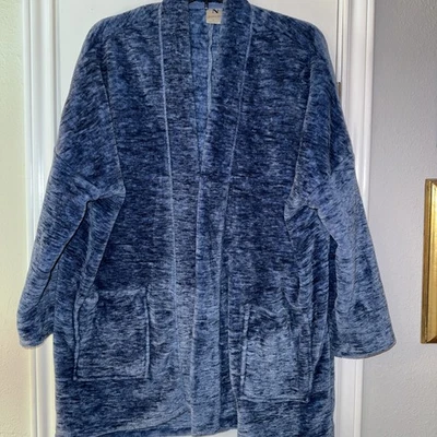 Cárdigan de salón Natori polar para mujer talla mediana azul ropa de salón abierta suave Foto 1 de 4