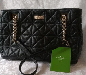 Kate Spade Gold Coast Maryanne Tote Black Quilted Leather Satchel 13” X 8” X 5” - Picture 1 of 15