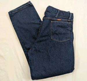 Men's Vintage 90s Rustler Straight Leg Dark Wash Denim Blue Jeans Sz 36x32 - Picture 1 of 11