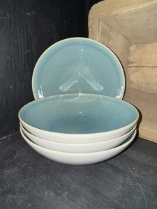 West Elm Light Blue Organic Crackled 8 3/4” Soup Pasta Bowls (4) - Picture 1 of 3