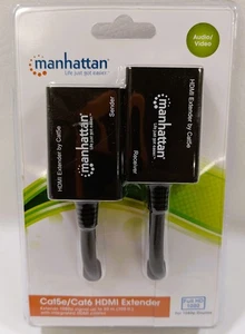 Manhattan Cat5e/Cat6 HDMI Extender (Model 207836) 100ft over 2 Cables- Brand NEW - Picture 1 of 2