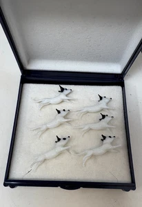 MINIATURE GLASS ART 6 x DOGS. FIGURES. HUNTING DOG HANDMADE. WARDGLASS NORFOLK - Picture 1 of 4