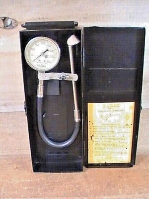 Medidor de presión de aire de alta presión Schrader #3648 0-400 PSI y estuche vintage (12) Foto 1 de 4